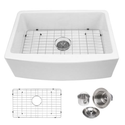 Fregadero de granja de porcelana blanca