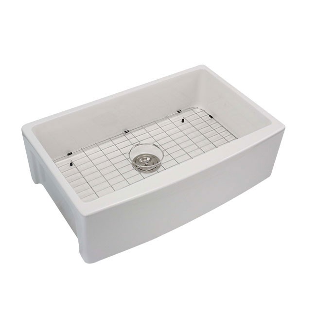 Lavabo de delantal de porcelana blanca